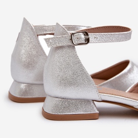 Children's Shiny Low-Heel Silver Nelly Sandals 2