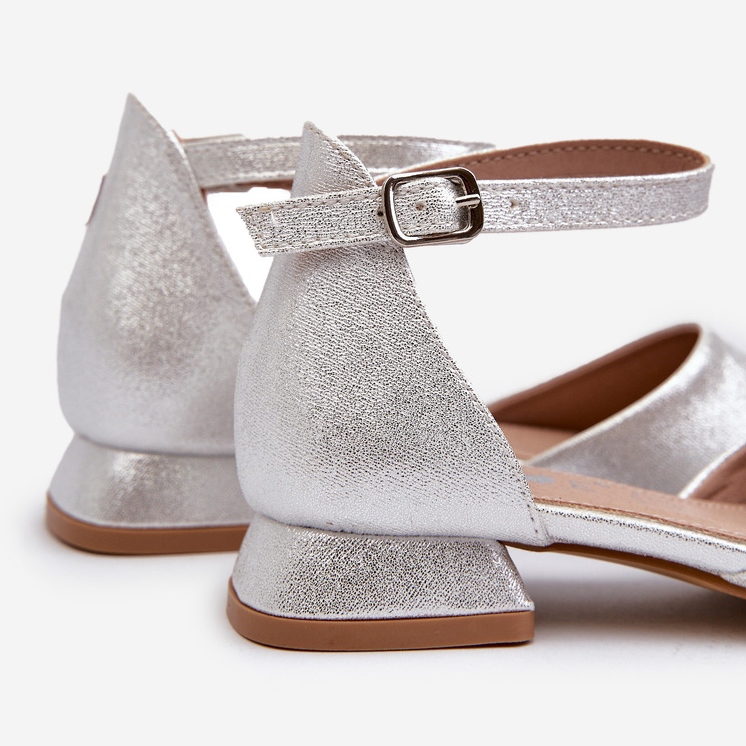 Children's Shiny Low-Heel Silver Nelly Sandals 2