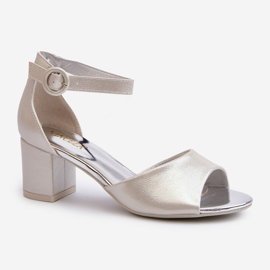 Vinceza 20100 Leather High Heel Sandals, Silver 1