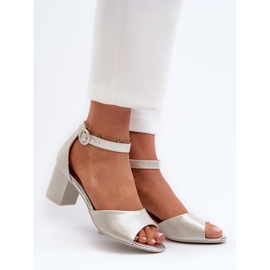 Vinceza 20100 Leather High Heel Sandals, Silver 2