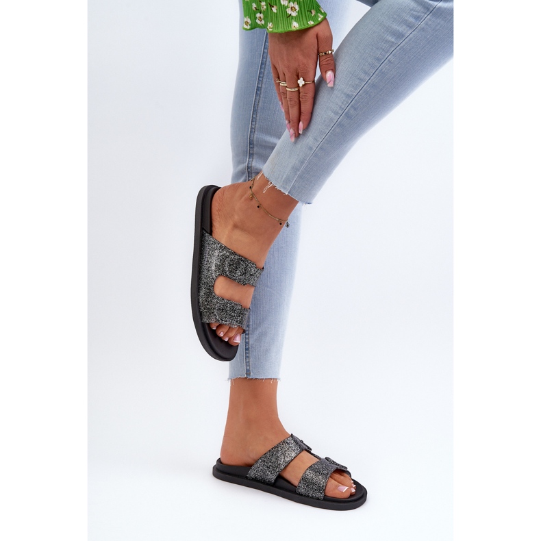 Women's Glitter Flip-Flops With Buckles 83530 Ipanema Follow Fem Black 2