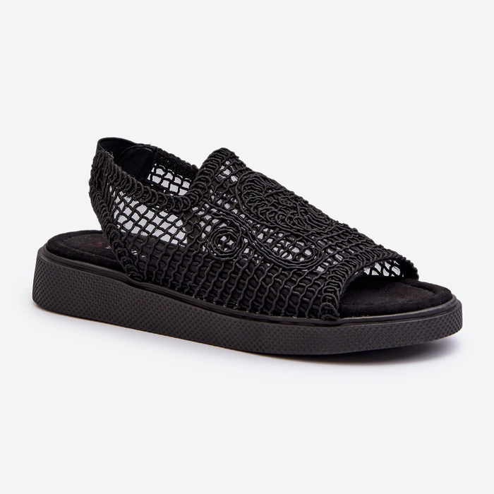 Women's Openwork Sandals on the Platform Black Mennita 1