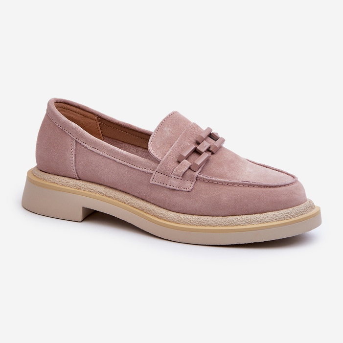 S.Barski Women's Suede Moccasins On a Flat Heel With Decoration D&A TW101 Dirty Pink 1 S.Barski Women's Suede Moccasins On a Flat Heel With Decoration D&A TW101 Dirty Pink 1