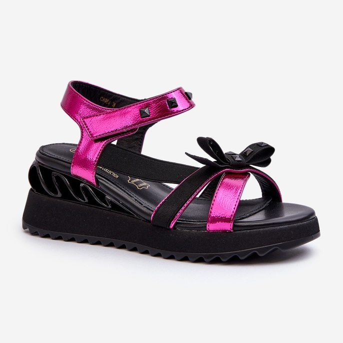 S.Barski Women's Sandals With Bow D&amp;A CR956 Fuchsia pink 1