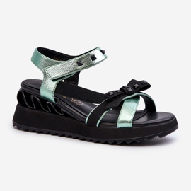 S.Barski Women's Sandals With Bow D&amp;A CR956 Green 1