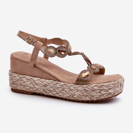 Women's Wedge Sandals With Braid S.Barski MY291 Beige 1