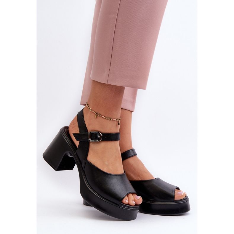 Women's Leather High Heel Sandals Vinceza 66627 Black 2 Women's Leather High Heel Sandals Vinceza 66627 Black 2