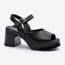 Women's Leather High Heel Sandals Vinceza 66627 Black 1