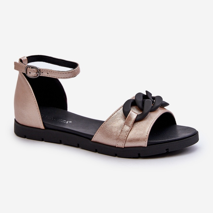 Women's Flat Sandals With Chain Vinceza 17320 Gold golden 1 Women's Flat Sandals With Chain Vinceza 17320 Gold golden 1