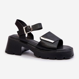 Women's Sandals Made of Eco Leather with High Heels and Platform Vinceza 36257 Black 1
