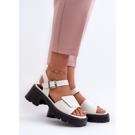 Women's Sandals Made of Eco Leather with High Heels and Platform Vinceza 36257 White 2