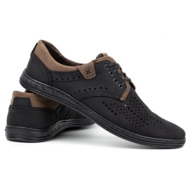 Polbut Leather shoes for men 402 summer black with brown 6