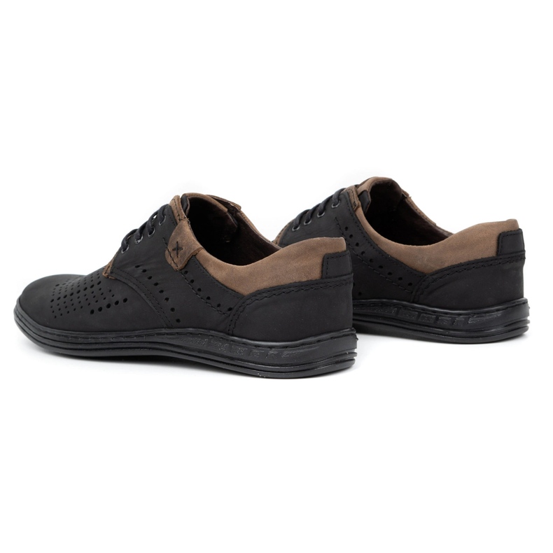 Polbut Leather shoes for men 402 summer black with brown 5