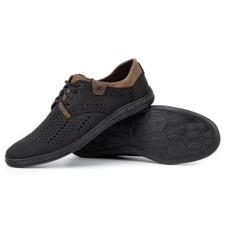 Polbut Leather shoes for men 402 summer black with brown 3