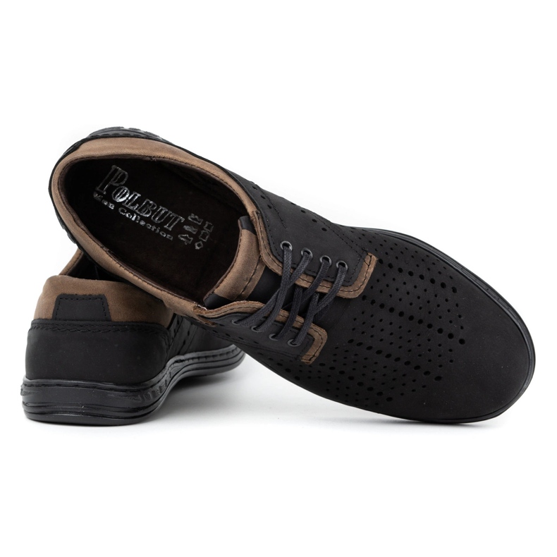 Polbut Leather shoes for men 402 summer black with brown 4