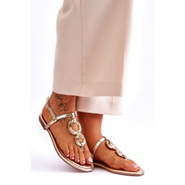 Flat -heeled Japanese sandals golden golden 6