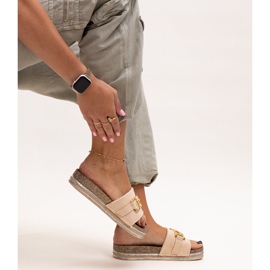 Beige flip-flops with a shiny buckle by Niamh 1