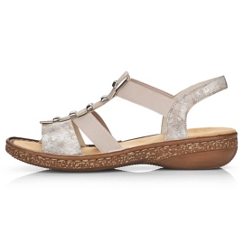 Comfortable women's slip-on sandals Rieker 62850-90 beige 2