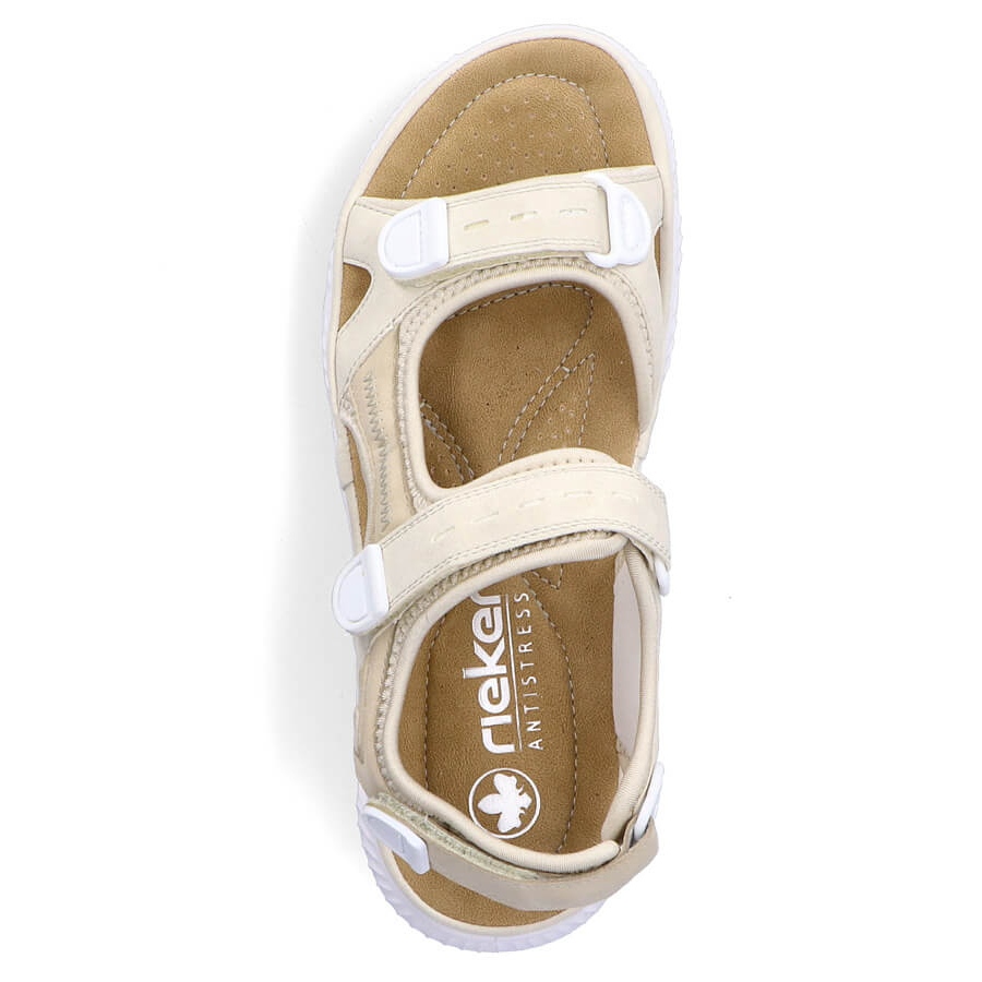 Comfortable women's beige velcro sandals Rieker 64074-60