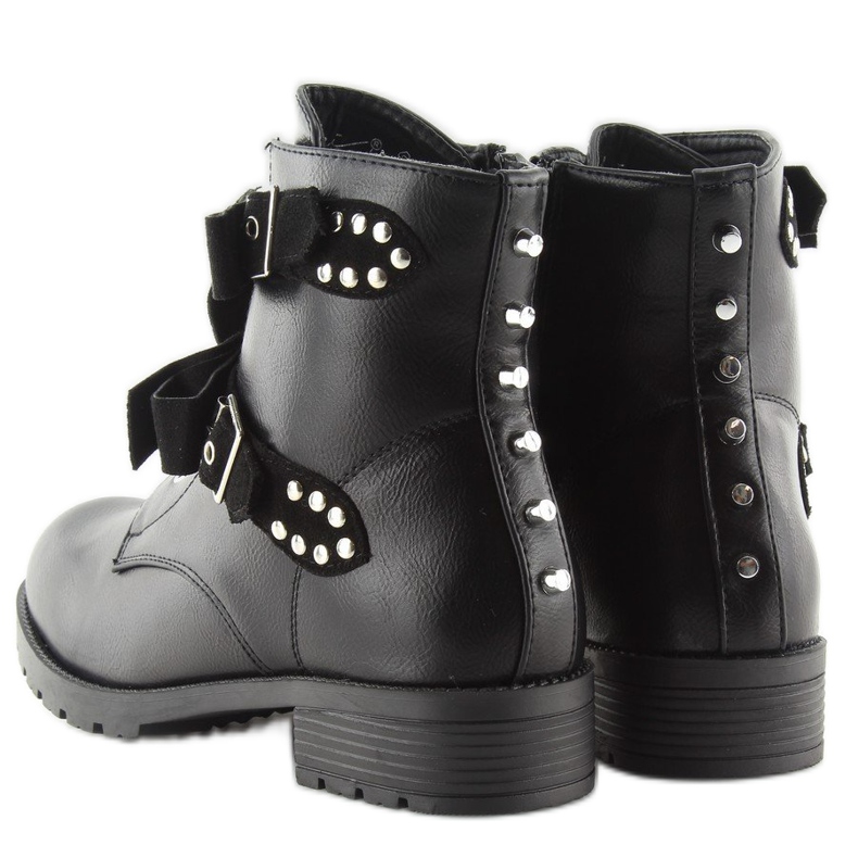 Black workery boots with black studs 1