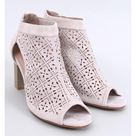 Openwork Pierre Beige open toe ankle boots 1