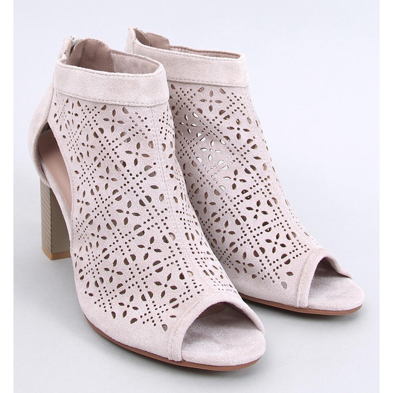 Openwork Pierre Beige open toe ankle boots 1