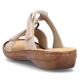 Comfortable women's beige Velcro flip-flops Rieker 60885-62 1
