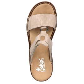 Comfortable women's beige Velcro flip-flops Rieker 60885-62 2