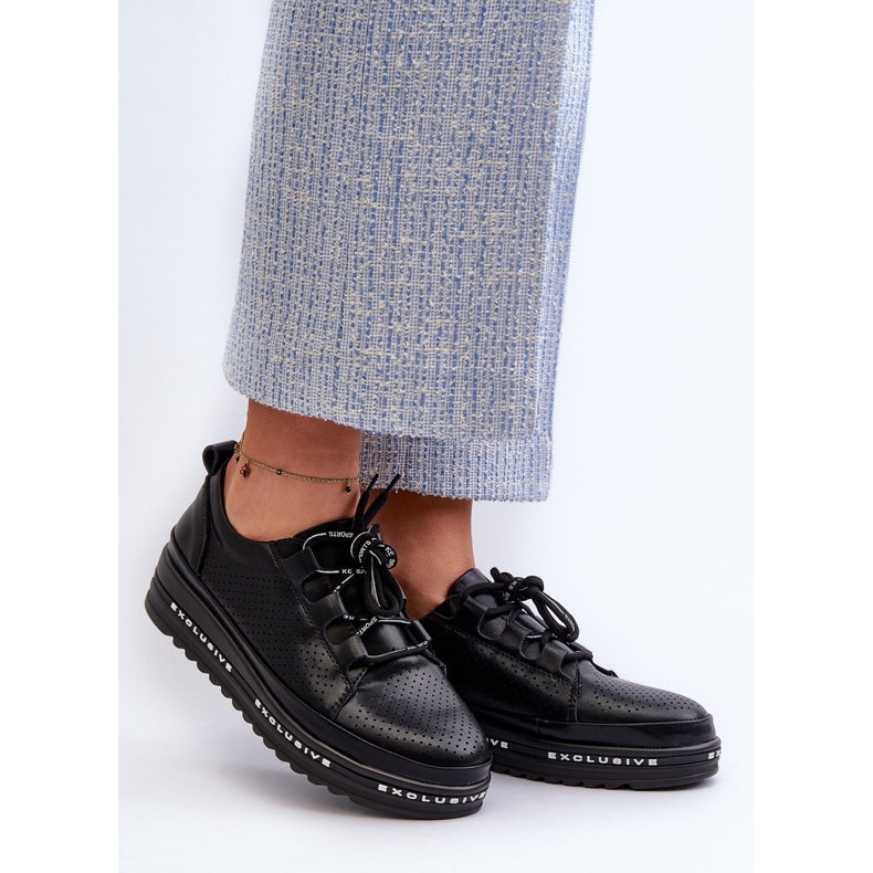 Women's Leather Shoes on the Platform S.Barski LR769A Black 2