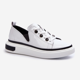 S.Barski Patent Leather Women's Sneakers D&amp;A LR535 White 1