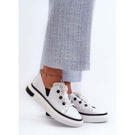 S.Barski Patent Leather Women's Sneakers D&amp;A LR535 White 2