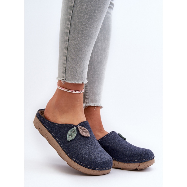 Inblu Women's Felt Slippers ED000013 Navy Blue 2 Inblu Women's Felt Slippers ED000013 Navy Blue 2