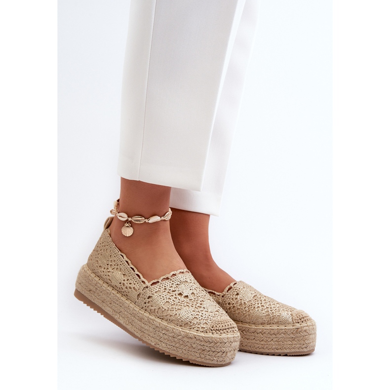 Women's Lace Espadrilles On The Gold Elarose Platform golden 2