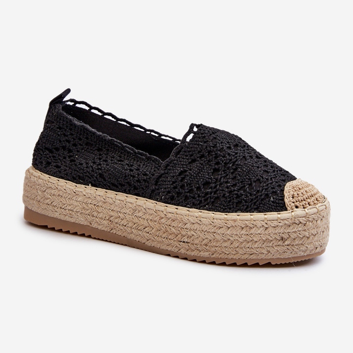 Women's Lace Espadrilles On Platform Black Elarose 1