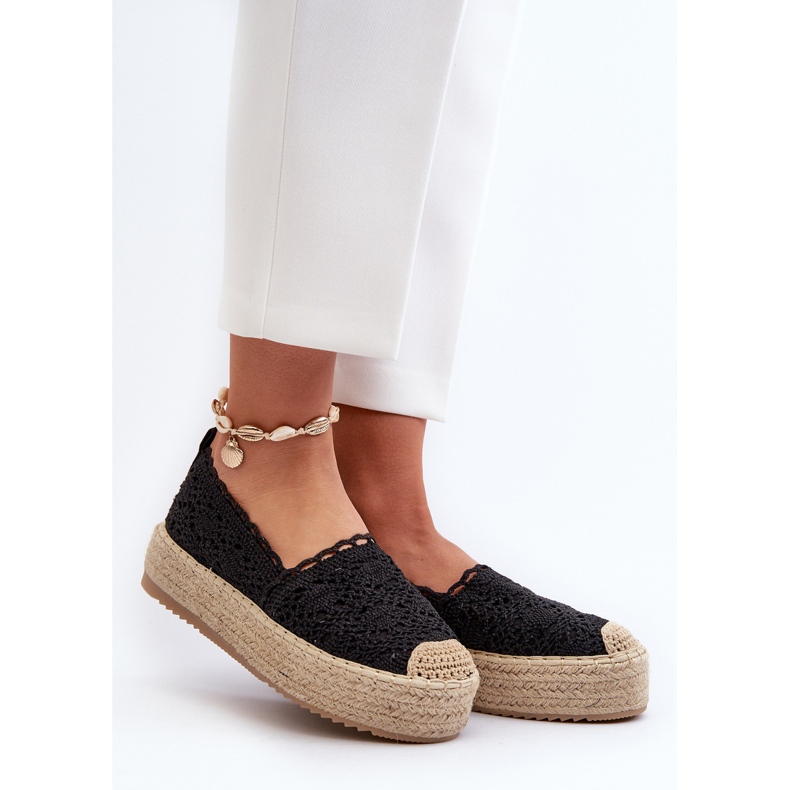 Women's Lace Espadrilles On Platform Black Elarose 2