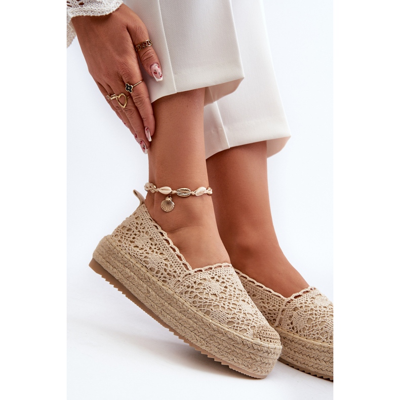 Women's Lace Espadrilles on the Beige Platform Elarose 1