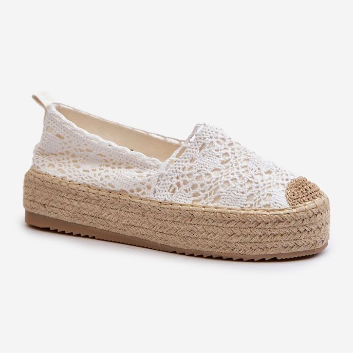 Women's Lace Espadrilles On Platform White Elarose 1