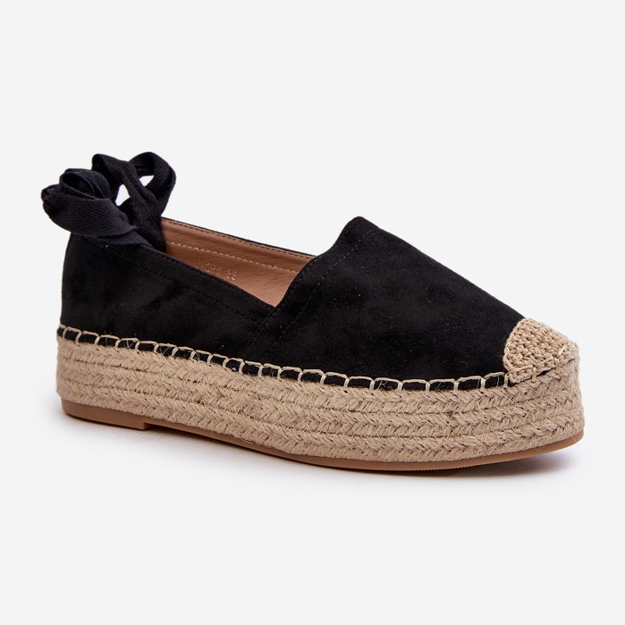 Women's Espadrilles Tied On A Platform With Braid, Black Tailesse 1