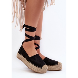 Women's Espadrilles Tied On A Platform With Braid, Black Tailesse 2