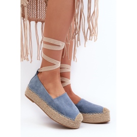 Women's Espadrilles Tied On A Platform With Braid, Blue Tailesse 2