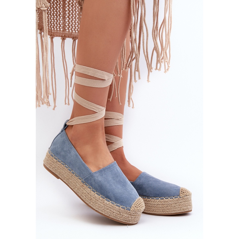 Women's Espadrilles Tied On A Platform With Braid, Blue Tailesse 2