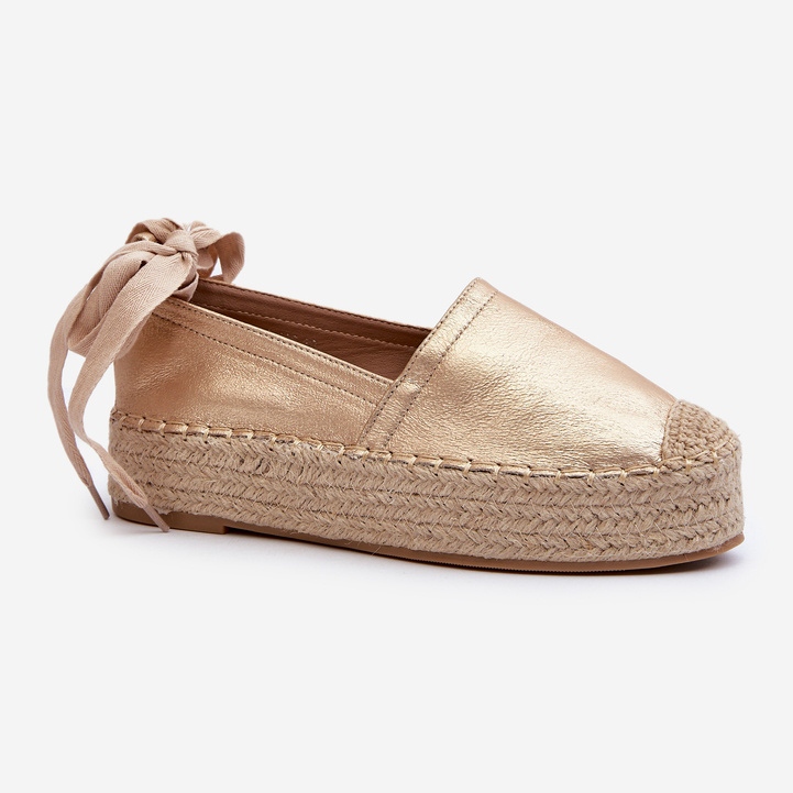 Women's Espadrilles Tied On A Platform With Braided Golden Tailesse 1