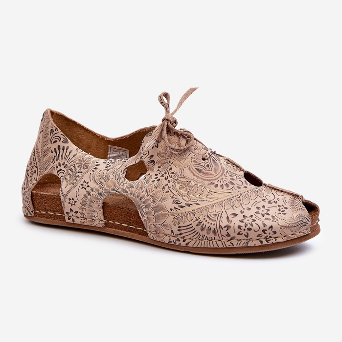 Patterned Women's Shoes With Cutouts Maciejka 06431-02 Beige 1