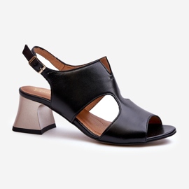 Women's Leather Sandals On High Heel Maciejka 06566-01 Black 1