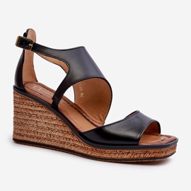 Women's Leather Wedge Sandals Maciejka 06657-01 Black 2