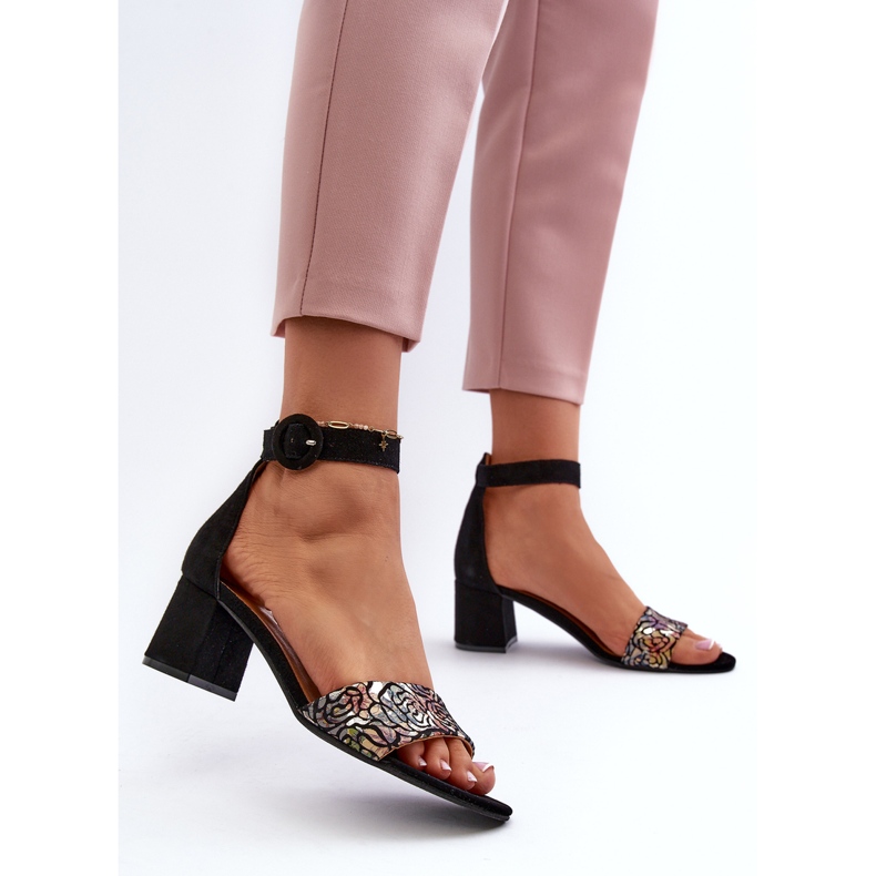 Suede High Heel Sandals Maciejka 04141-48 Black 2