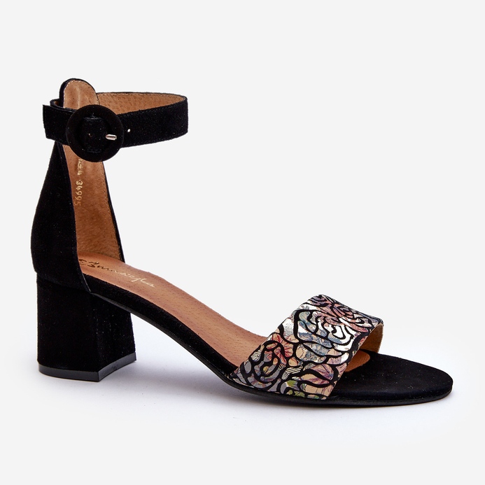 Suede High Heel Sandals Maciejka 04141-48 Black 1