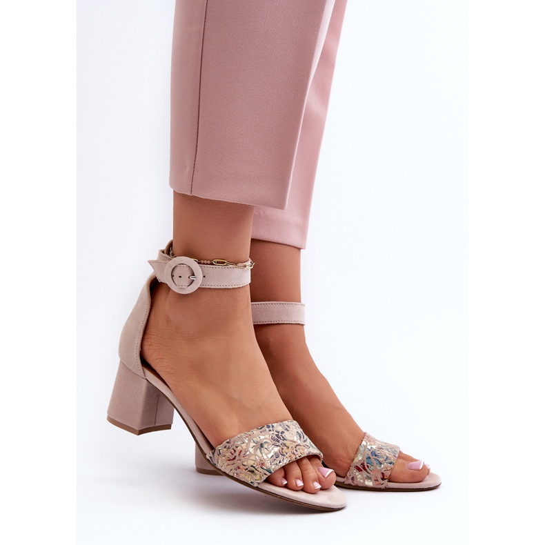 Suede High Heel Sandals Maciejka 04141-49 Beige 2