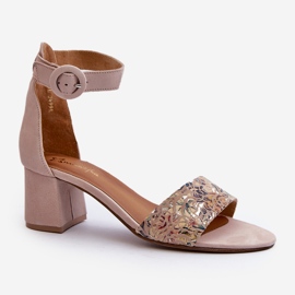 Suede High Heel Sandals Maciejka 04141-49 Beige 1