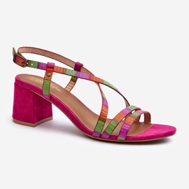 Suede Sandals on a Low Heel Maciejka 06653-15 Fuchsia pink 1